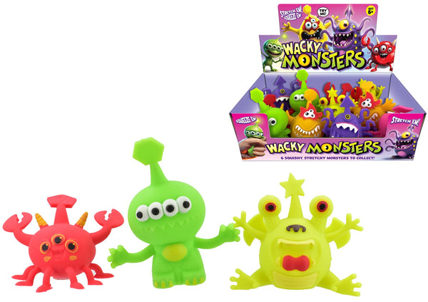 ASSORTED COLOUR & DESIGN SQUISHY WACKY MONSTER. TY1225